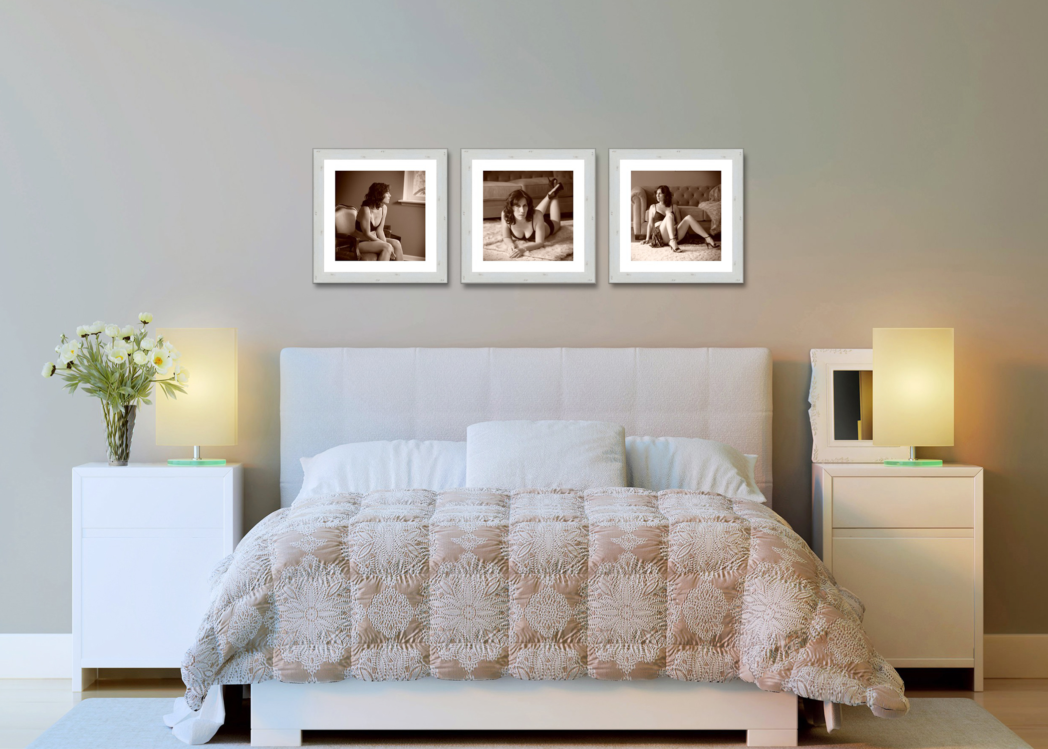 Boudoir photographs for your bedroom designed by Mary Quinn Photography.